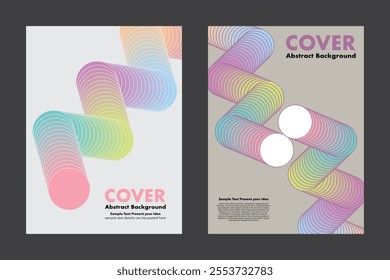 Vector abstract colorful circles zigzag gradient lines on a clean background. The vibrant and dynamic zigzag elements create a futuristic. For cover, poster or digital presentations. Pastel colors