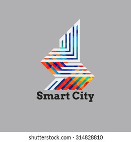 Vector abstract colorful city, building composition sign, icon, logo isolated. Logo elements Concept idea. Banner. Background. 