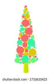 Vector abstract colorful coniferous tree from different bubbles. Game UI flat. Stylized spruce for logo design, decorating clothes, build 2D games or postcards. Isolated stock illustration on white