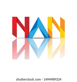 vector abstract colorful crystal triangles modern 3d origami logo. isolated on white background. silhouette. Logo initial NAN, company identity