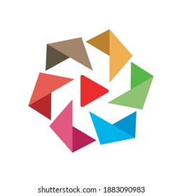 Vektorgrafik abstrakte bunter Kristall Dreiecke moderne 3D-Origami-Logo, Symbol einzeln. Firmenidentität