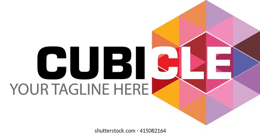 Vector abstract, colorful cubicle shape as symbol or logo