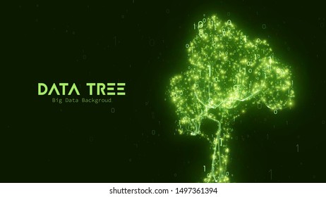 Vector abstract colorful data tree. Big data information threads visualization. Social network, financial analysis of complex databases. Visual information complexity. Strange intricate data cloud