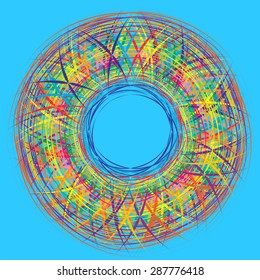 Vector Abstract Colorful Decorative Symbol Isolated on Blue Background.