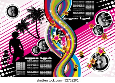 VECTOR Abstract Colorful detailed Disco Tropical Dancing Background