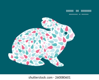 Vector abstract colorful drops bunny rabbit silhouette Easter frame
