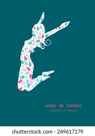 Vector abstract colorful drops jumping girl silhouette pattern frame