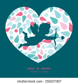 Vector abstract colorful drops shooting cupid silhouette frame pattern invitation greeting card template