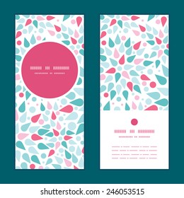 Vector abstract colorful drops vertical round frame pattern invitation greeting cards set