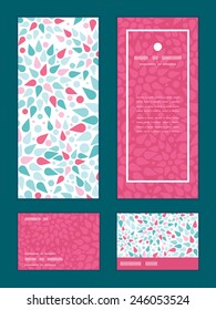 Vector abstract colorful drops vertical frame pattern invitation greeting, RSVP and thank you cards set