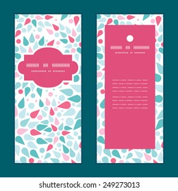 Vector abstract colorful drops vertical frame pattern invitation greeting cards set
