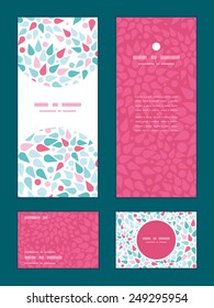 Vector abstract colorful drops vertical frame pattern invitation greeting, RSVP and thank you cards set