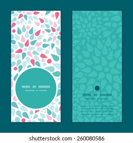 Vector abstract colorful drops vertical round frame pattern invitation greeting cards set