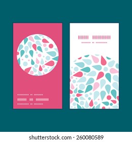 Vector abstract colorful drops vertical round frame pattern business cards set