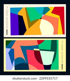Vector abstract colorful dynamic geometric pattern background illustration for summer 2023