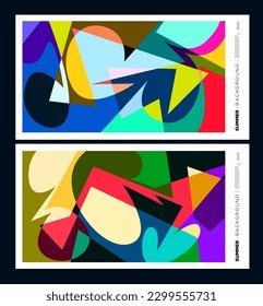 Vector abstract colorful dynamic geometric pattern background illustration for summer 2023