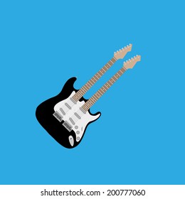 Vector Abstract Colorful Electric Guitar Isolated On Color Background 