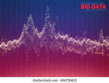 Vector abstract colorful financial big data graph visualization. Futuristic infographics aesthetic design. Visual information complexity. Intricate data threads chart. Business analytics
