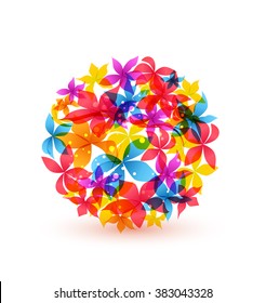 Vector abstract colorful flowers in a circle