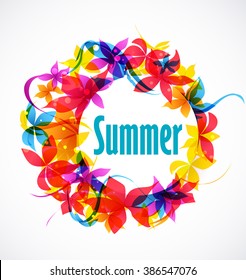 Vector abstract colorful flowers in a circle