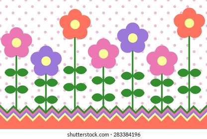 vector abstract colorful flowers with polka dot background