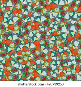 Vector Abstract Colorful Flowers. Flowers Seamless Pattern. Many flowers.