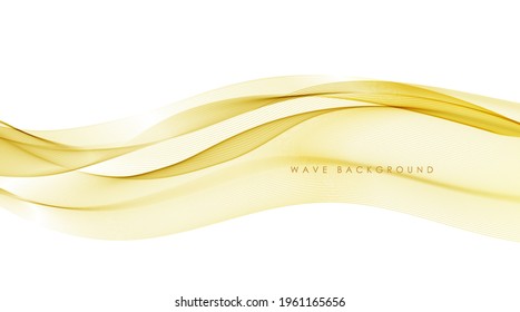 Vector abstract colorful flowing gold wave lines isolated on white background. Design element for wedding invitation, greeting card