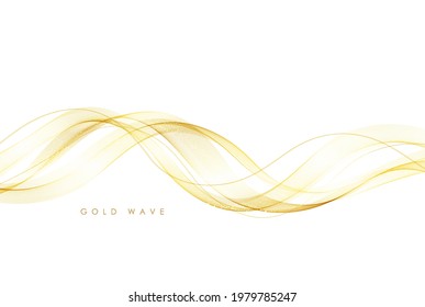 Vector abstract colorful flowing gold wave lines isolated on white background. Design element for wedding invitation, greeting card