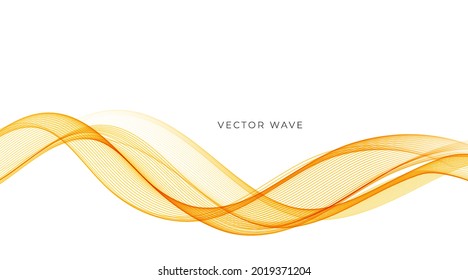 Líneas de onda dorada coloridas y abstractas de vectores aisladas sobre fondo blanco. Elemento de diseño para invitación de boda, tarjeta de saludo