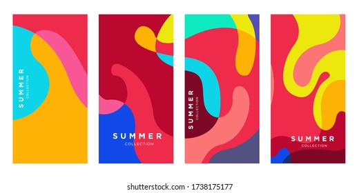 Vector abstract colorful fluid summer background collection