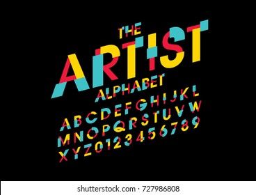 Vector of abstract colorful font and alphabet