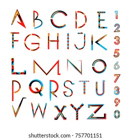 Vector of abstract colorful font and alphabet