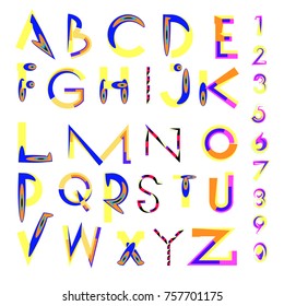 Vector of abstract colorful font and alphabet