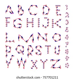 Vector of abstract colorful font and alphabet