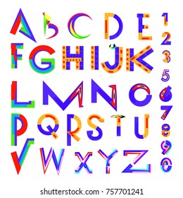 Vector of abstract colorful font and alphabet