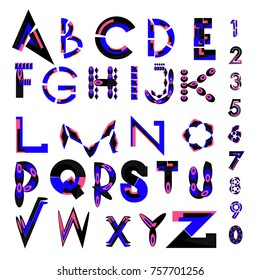 Vector of abstract colorful font and alphabet