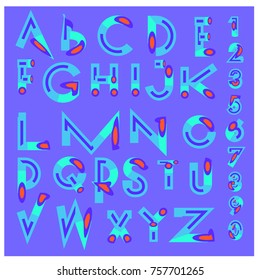 Vector of abstract colorful font and alphabet