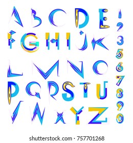 Vector of abstract colorful font and alphabet