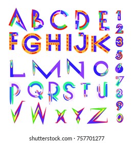 Vector of abstract colorful font and alphabet