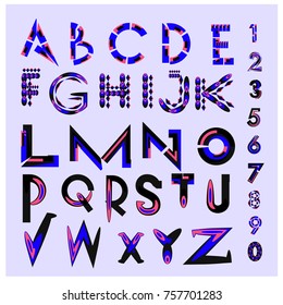 Vector of abstract colorful font and alphabet