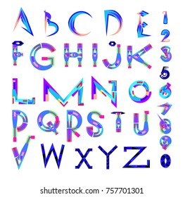 Vector of abstract colorful font and alphabet