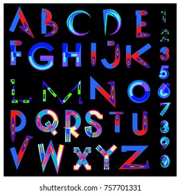 Vector of abstract colorful font and alphabet