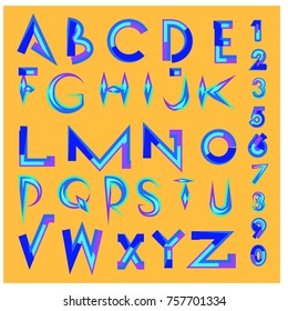 Vector of abstract colorful font and alphabet
