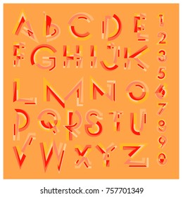 Vector of abstract colorful font and alphabet