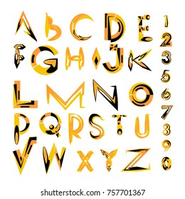 Vector of abstract colorful font and alphabet
