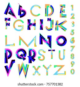 Vector of abstract colorful font and alphabet
