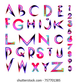 Vector of abstract colorful font and alphabet