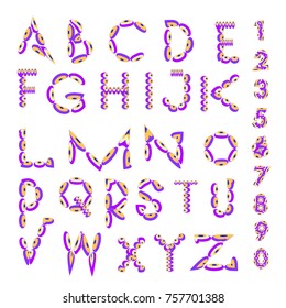 Vector of abstract colorful font and alphabet