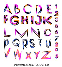 Vector of abstract colorful font and alphabet