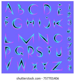 Vector of abstract colorful font and alphabet